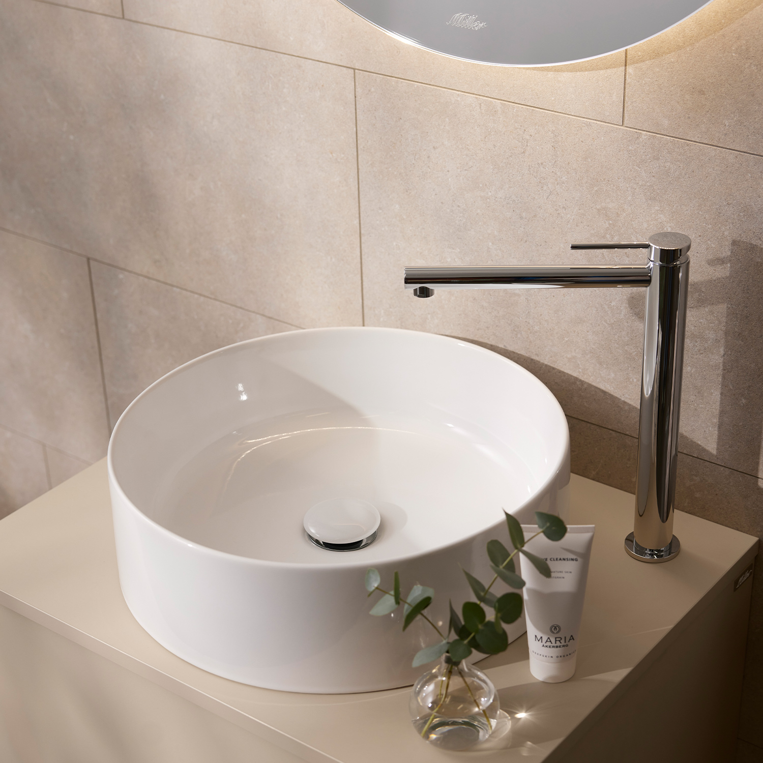 Fristående Tvättställ Miller Badrum Cylinder Porslin Vit