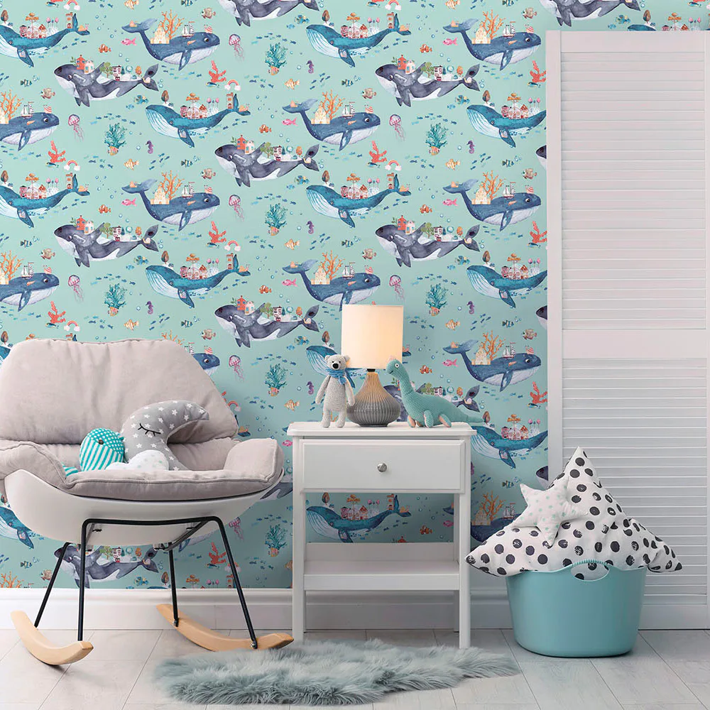 Tapet Holden Dream Catcher Whale Town Soft Teal 13221