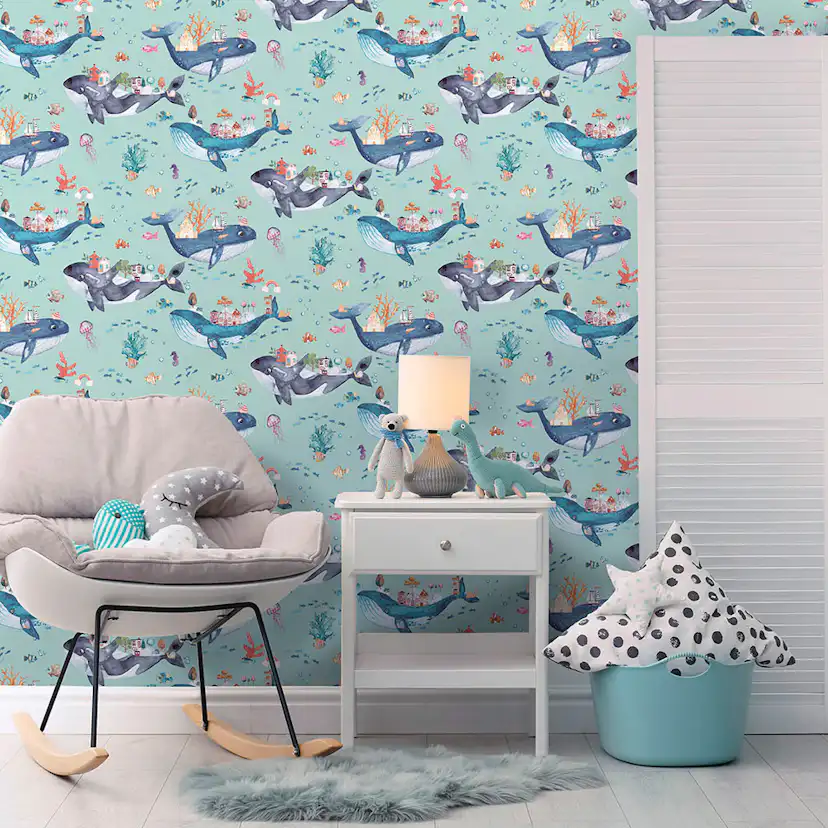 Tapet Holden Dream Catcher Whale Town Soft Teal 13221