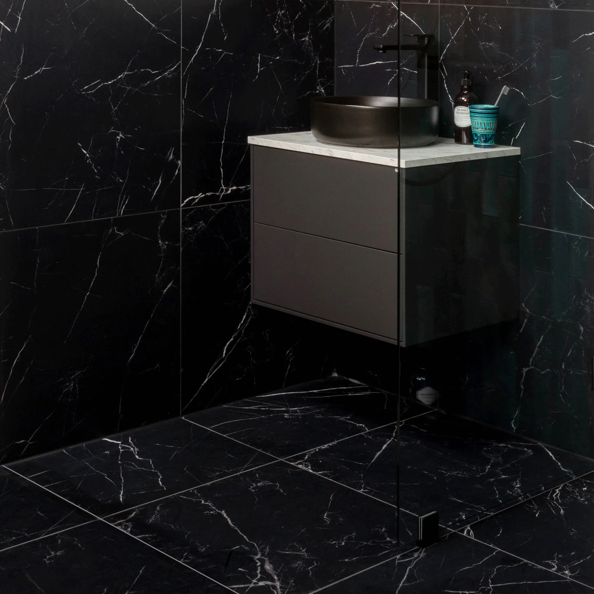 Klinker Fioranese Marmorea Port Laurent Effect Svart 60x60 cm R Matt