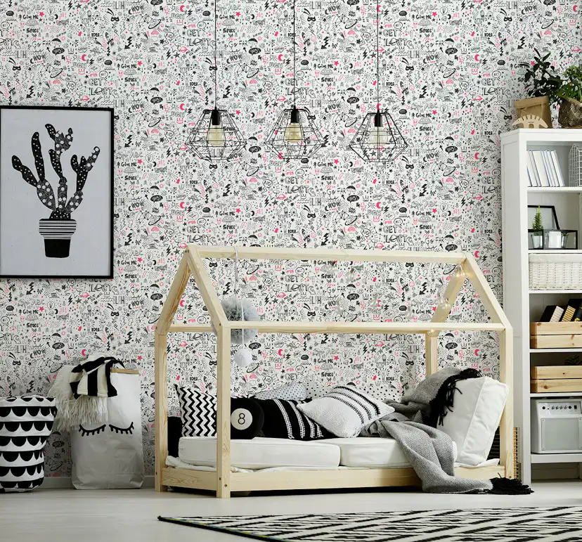 Tapet Holden Dream Catcher Doodle White Neon Pink 13340