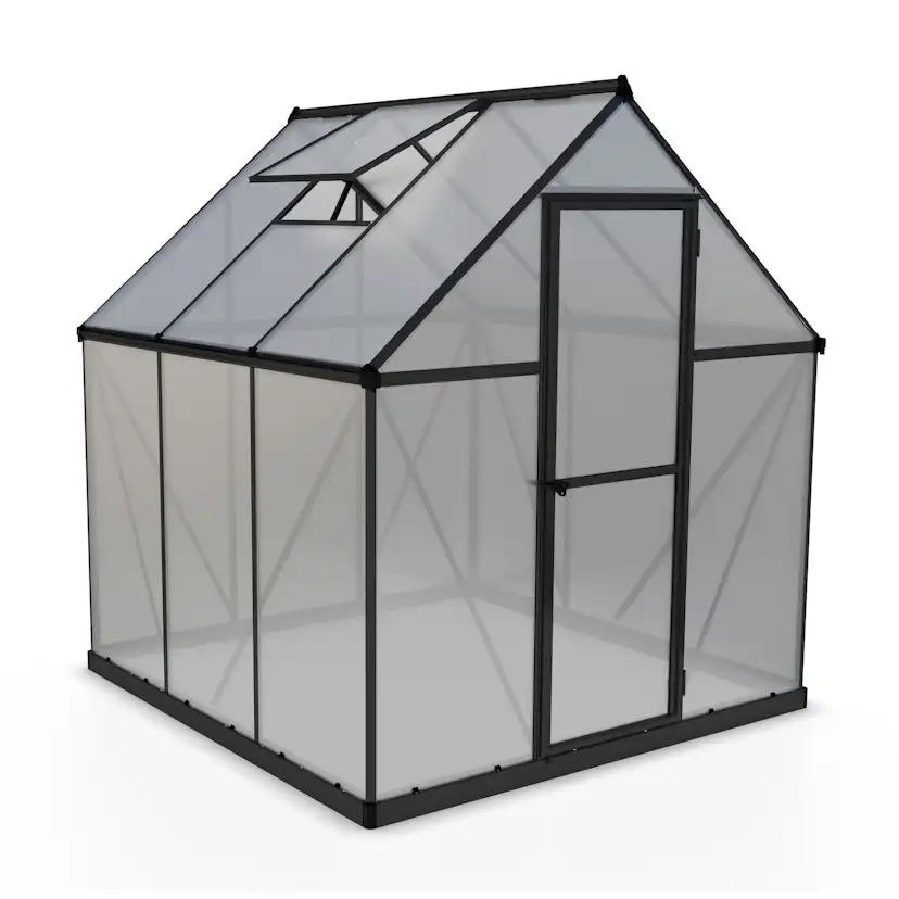 Växthus gop Mythos, Svart Aluminiumstomme med UV-Skyddade Polykarbonatskivor, 3,4 m²