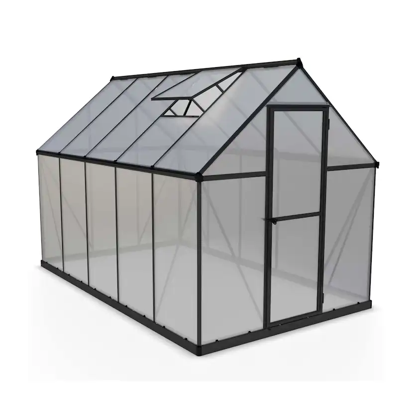 Växthus gop Mythos, Svart Aluminiumstomme med UV-Skyddade Polykarbonatskivor, 5,7 m²