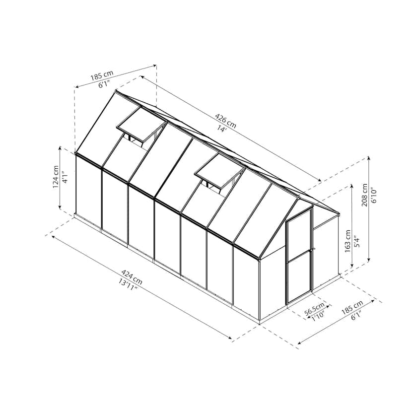 Växthus gop Mythos, Aluminiumstomme med UV-Skyddade Polykarbonatskivor, 7,9 m²