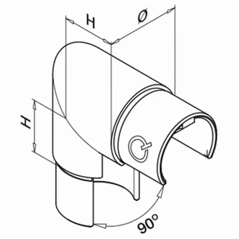 Koppling Herrljunga Ledstångsfabrik Vertikal 90° Överliggare Inomhus