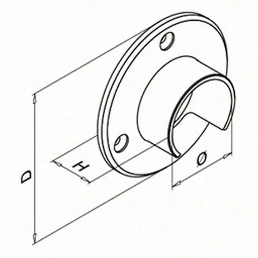 Väggfläns Herrljunga Ledstångsfabrik Överliggare med Notspår Inomhus 6505