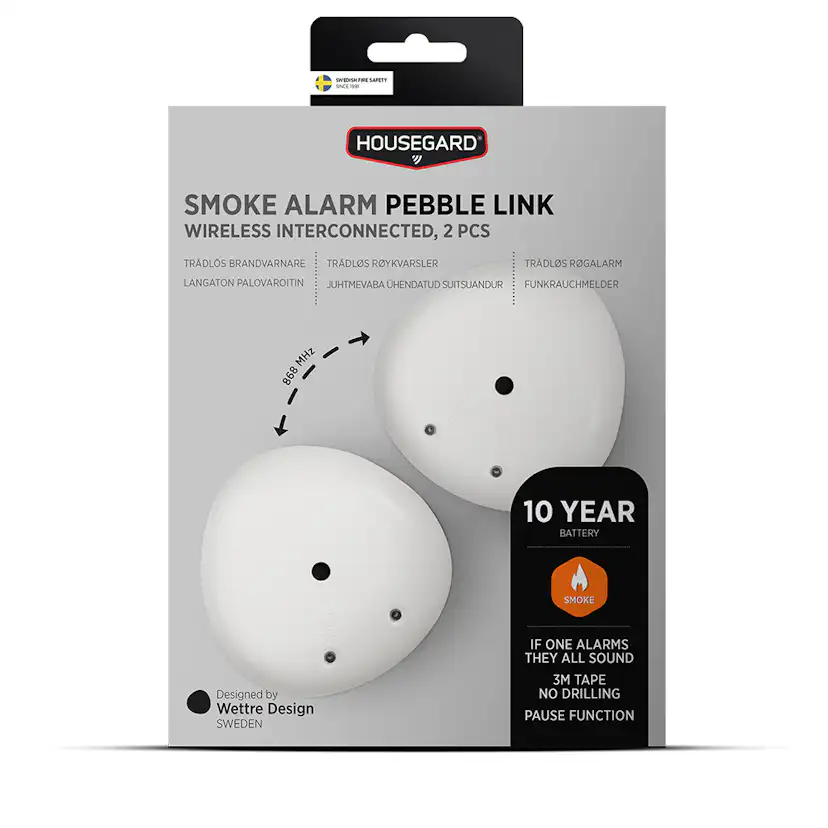 Brandvarnare Housegard Pebble Link Trådlös Vit 2-pack