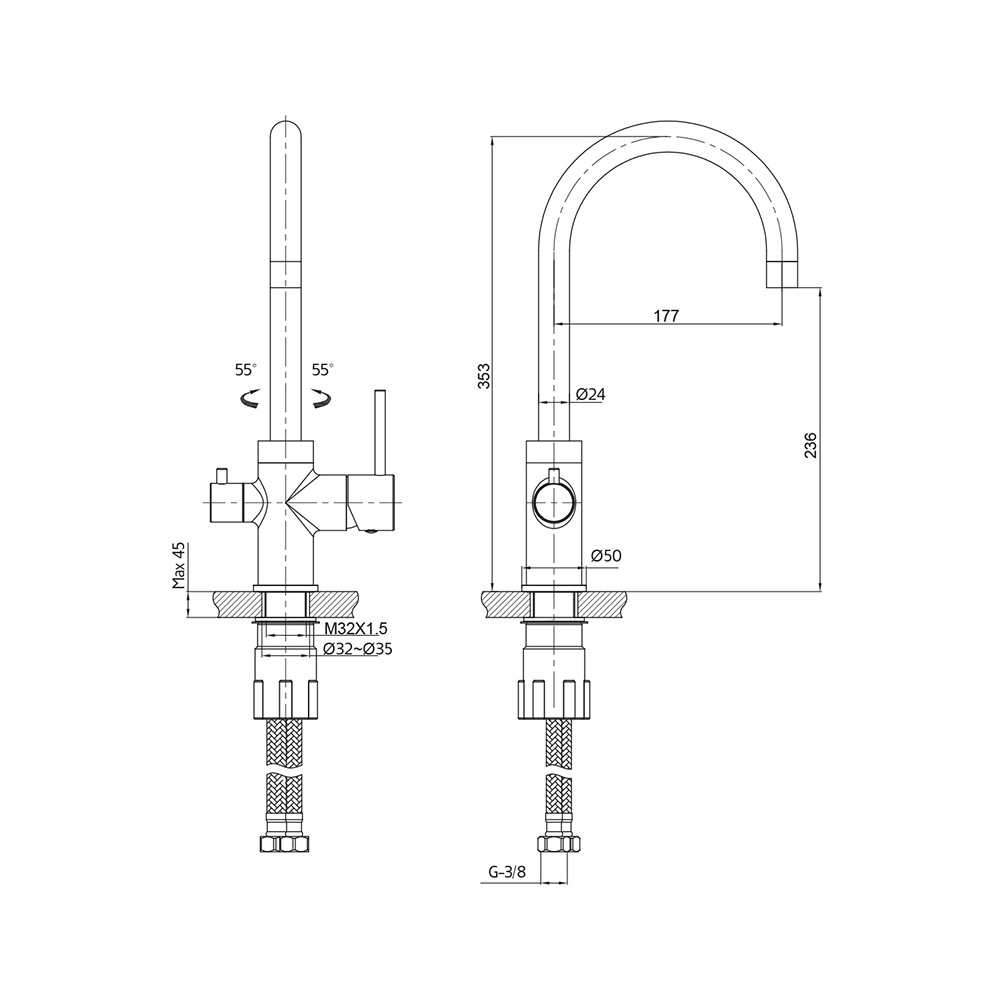 Köksblandare Hafa Bow
