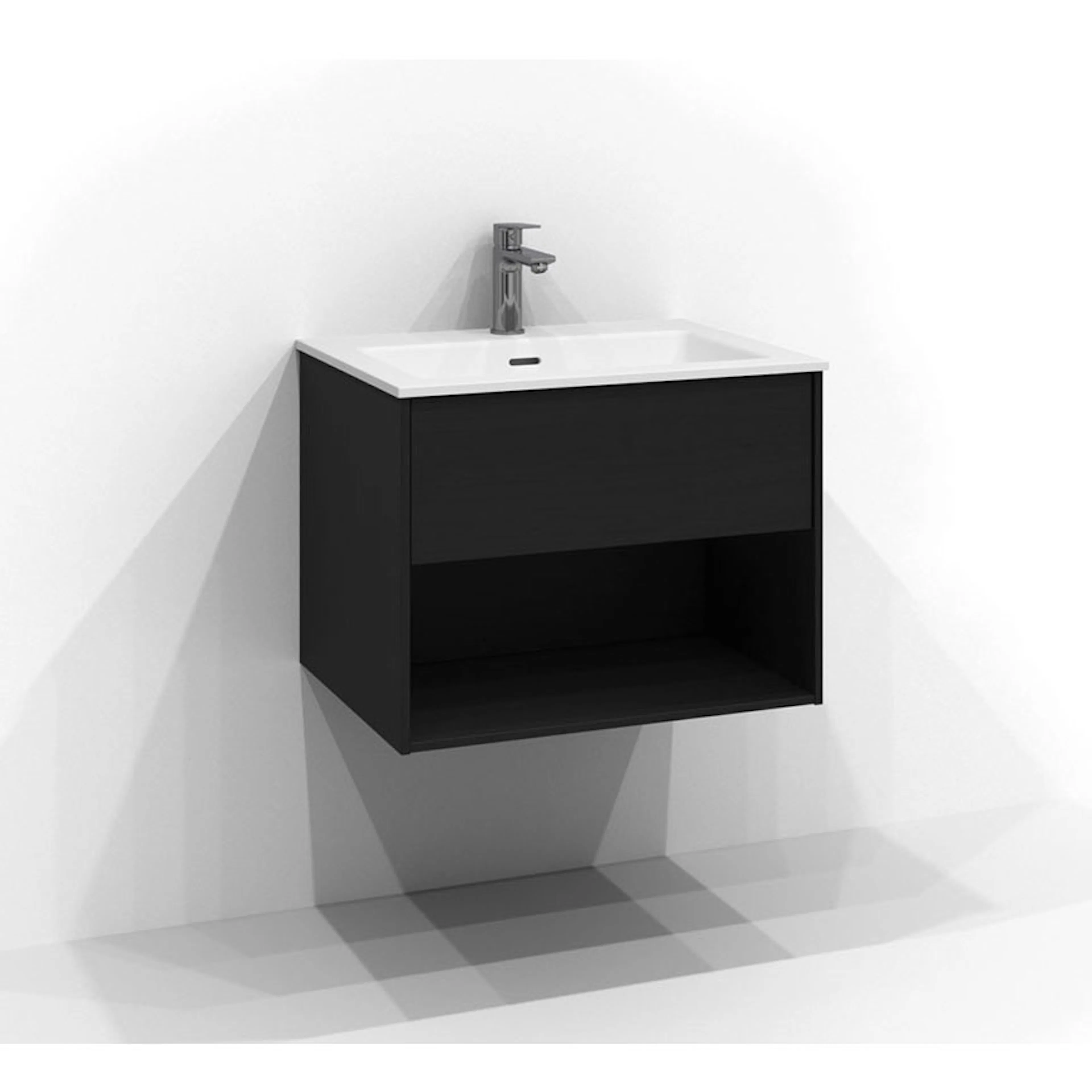 Tvättställsskåp Svedbergs Epos 60x45 med 1 Låda och Öppen Förvaring