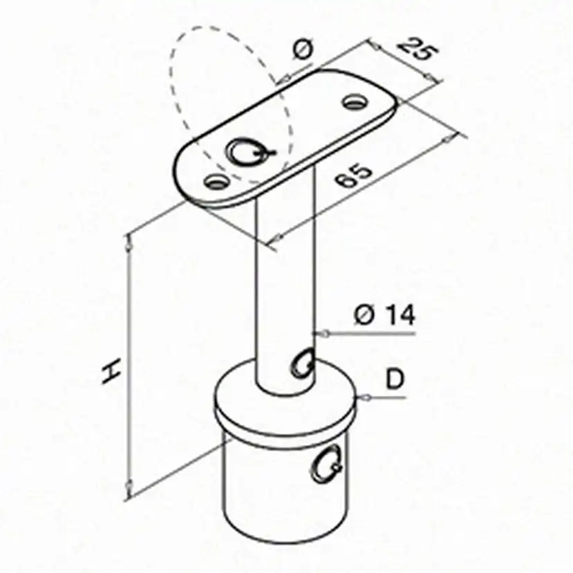 Toppfäste Herrljunga Ledstångsfabrik 0709 Utomhusbruk Skålad
