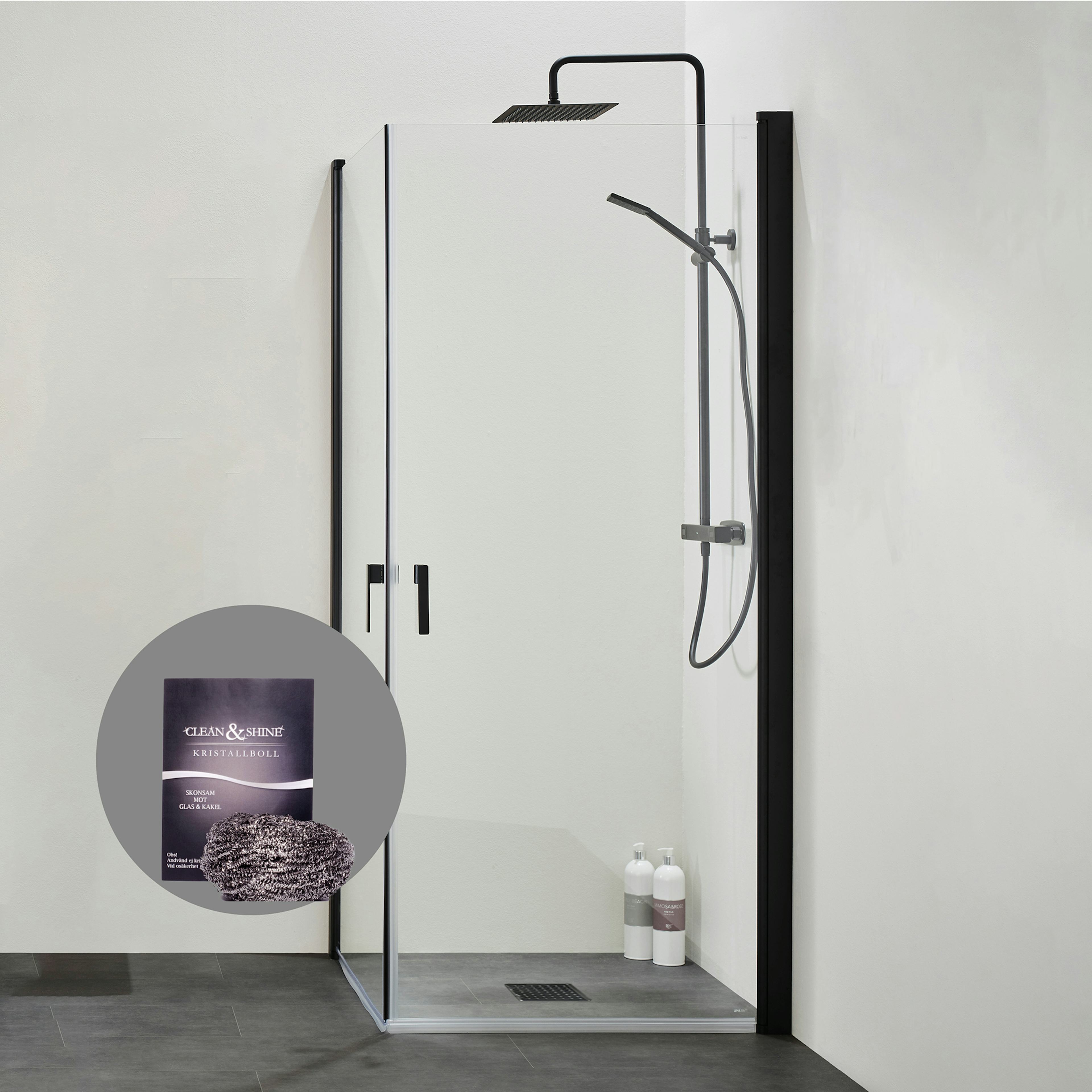 Duschpaket Hafa Duschhörn Igloo Pro med Kristallboll Clean & Shine