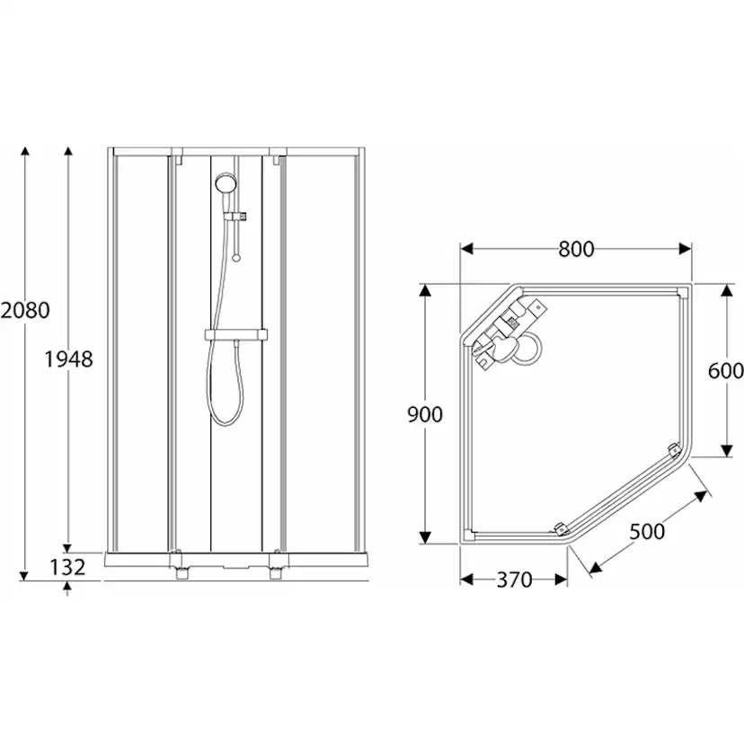 Duschkabin Contura Shower Showerama Classic Pentagonal