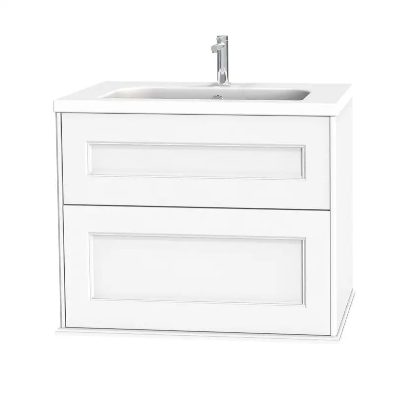 Tvättställsskåp Miller Badrum Kensington 80 med Lådor Vägghängd för Heltäckande Tvättställ