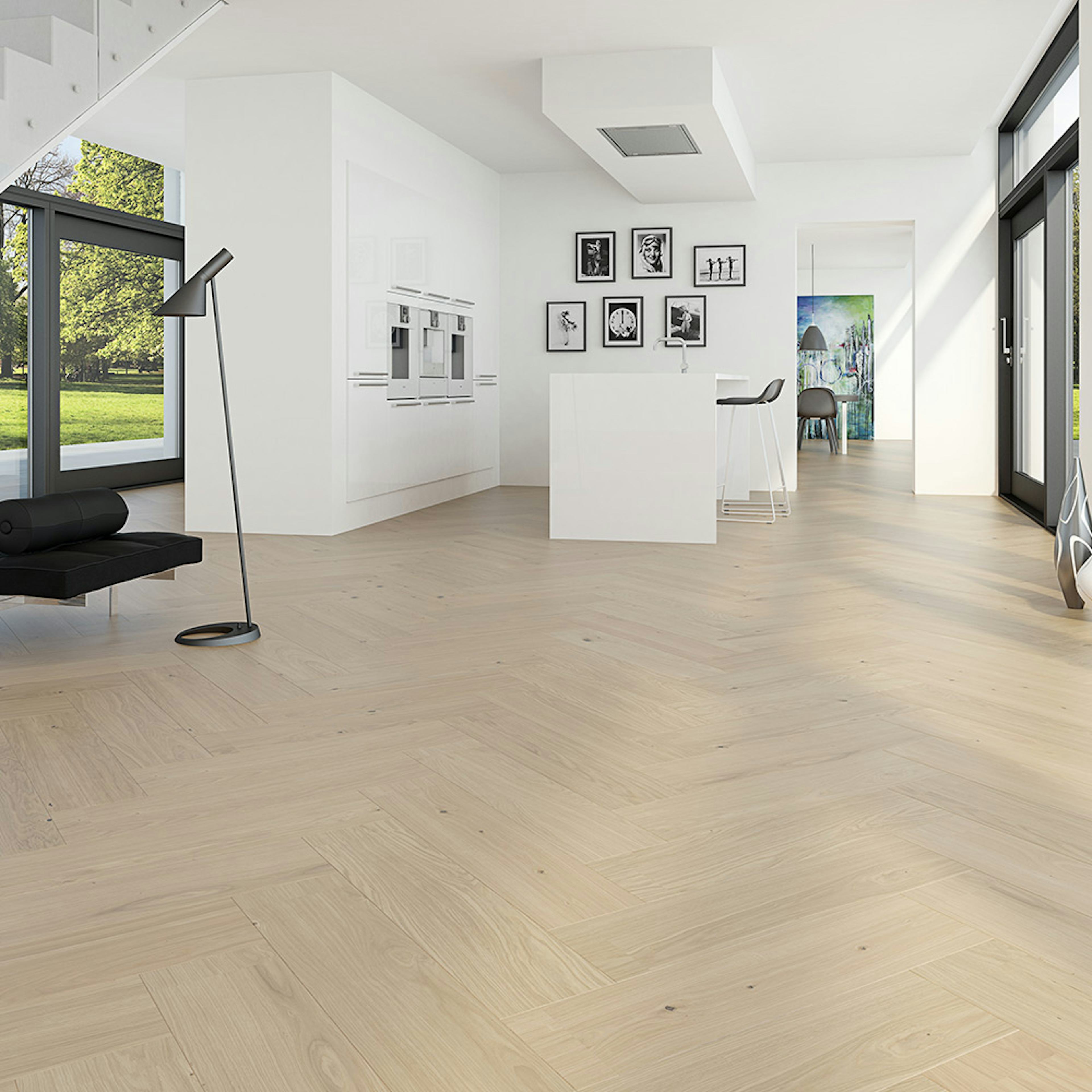 Fiskbensparkett Moland Cambridge Stavparkett Ek Vitolja