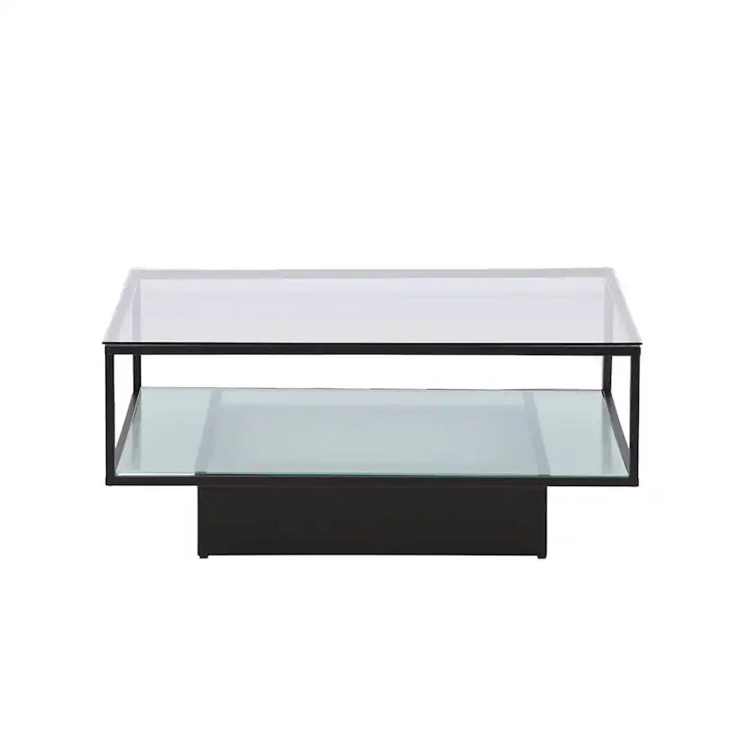 Soffbord furniture/fashion Maglehem Svart Vardagsrumsbord i Glas/Stål 90x90cm
