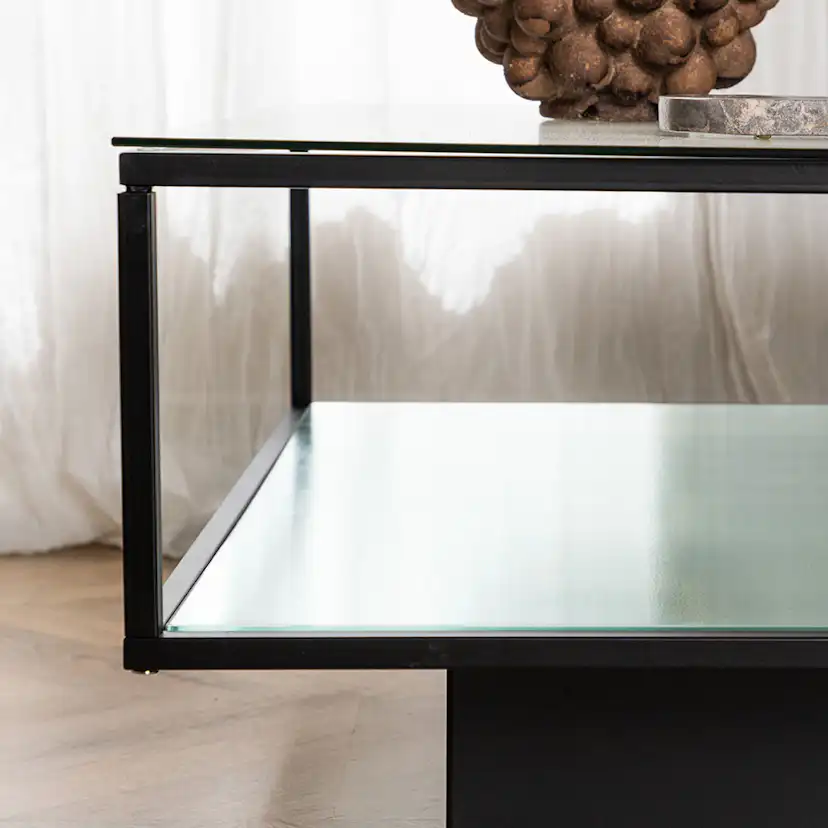 Soffbord furniture/fashion Maglehem Svart Vardagsrumsbord i Glas/Stål 90x90cm
