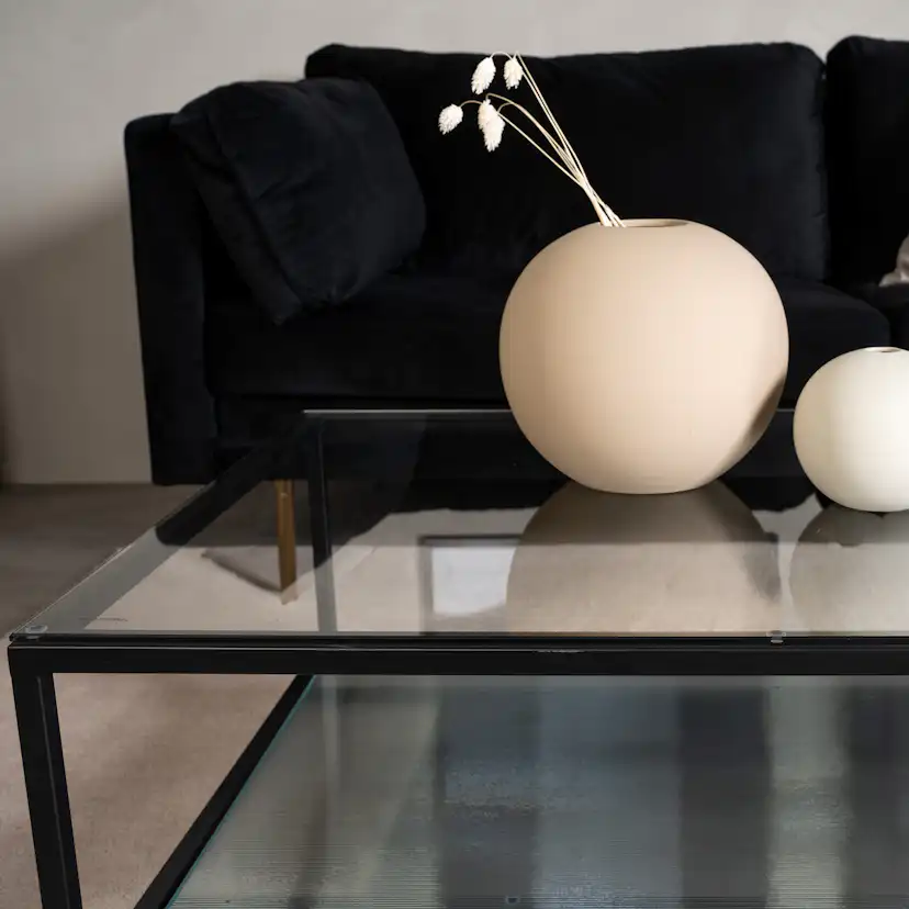 Soffbord furniture/fashion Maglehem Svart Vardagsrumsbord i Glas/Stål 130x60cm