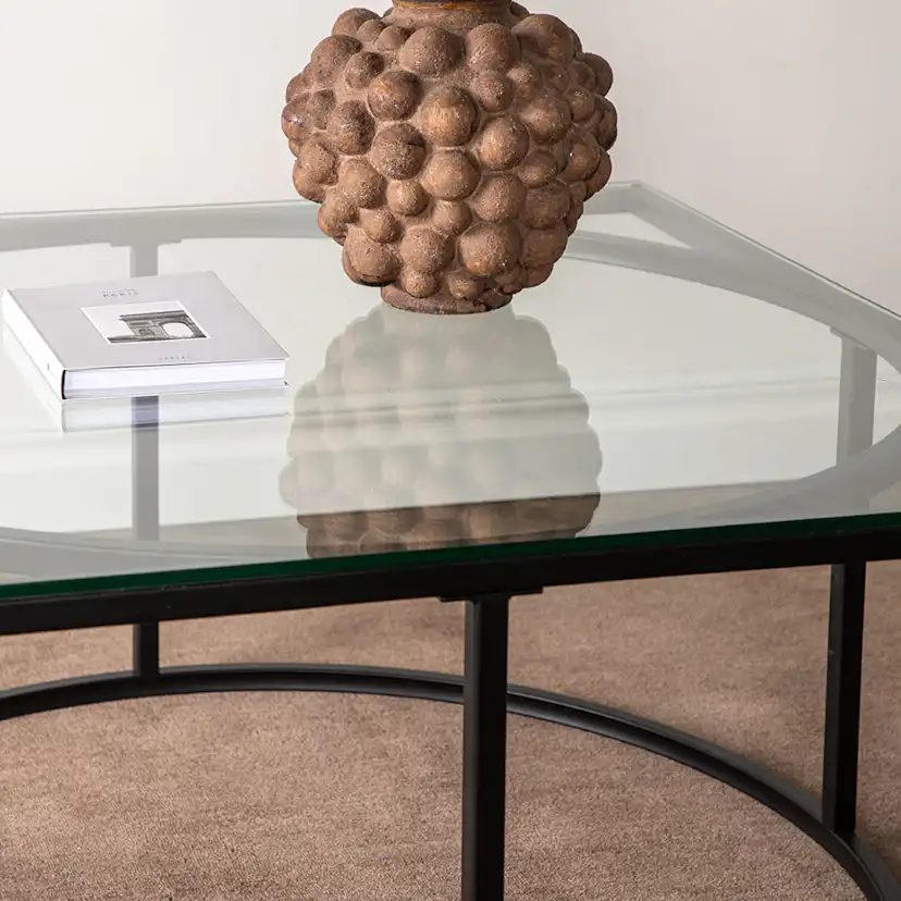 Soffbord furniture/fashion Skanör Rektangulärt Vardagsrumsbord i Glas/Stål 90x90cm