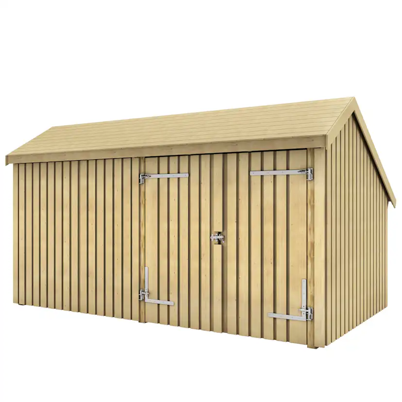 Multi Trädgårdshus 10,5 m² - 2 moduler med dubbeldörr och stängd framsida
