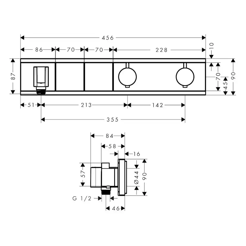 Duschblandare Hansgrohe Rainselect 2 Funktioner med Handduschhållare