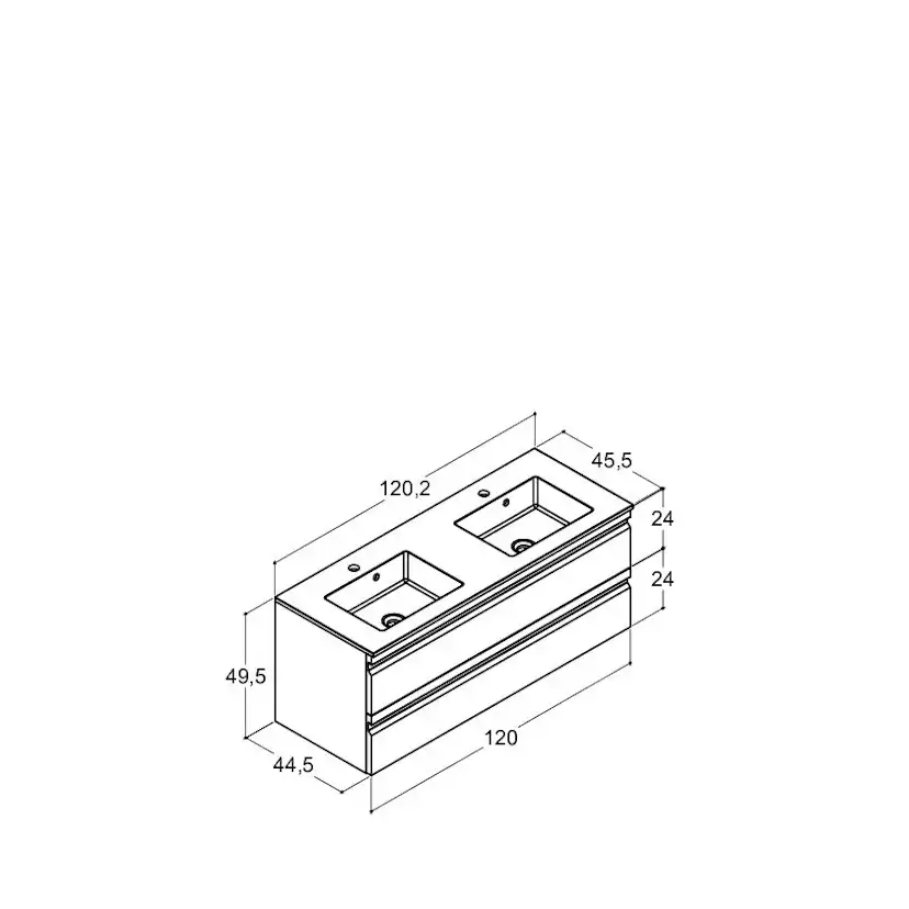 Tvättställsskåp Dansani Luna Minore Dubbel med Integrerat Handtag