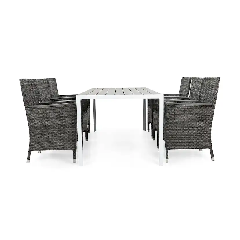 Matgrupp Utomhus deNoord Tunis med 6 Thor Utefåtölj Lyx med Armstöd