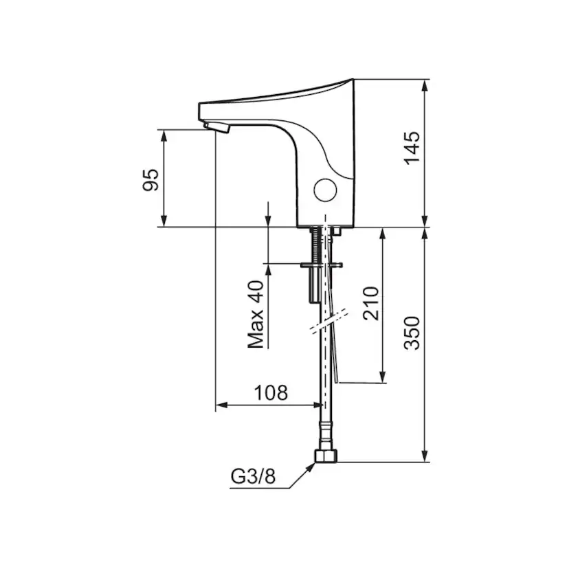 Tvättställsblandare FM Mattsson 9000E Tronic med Temperaturvred