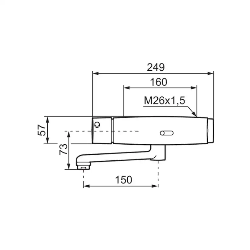 Operationsblandare FM Mattsson Tronic WMS med Termostatfunktion och Självdränerande Pip