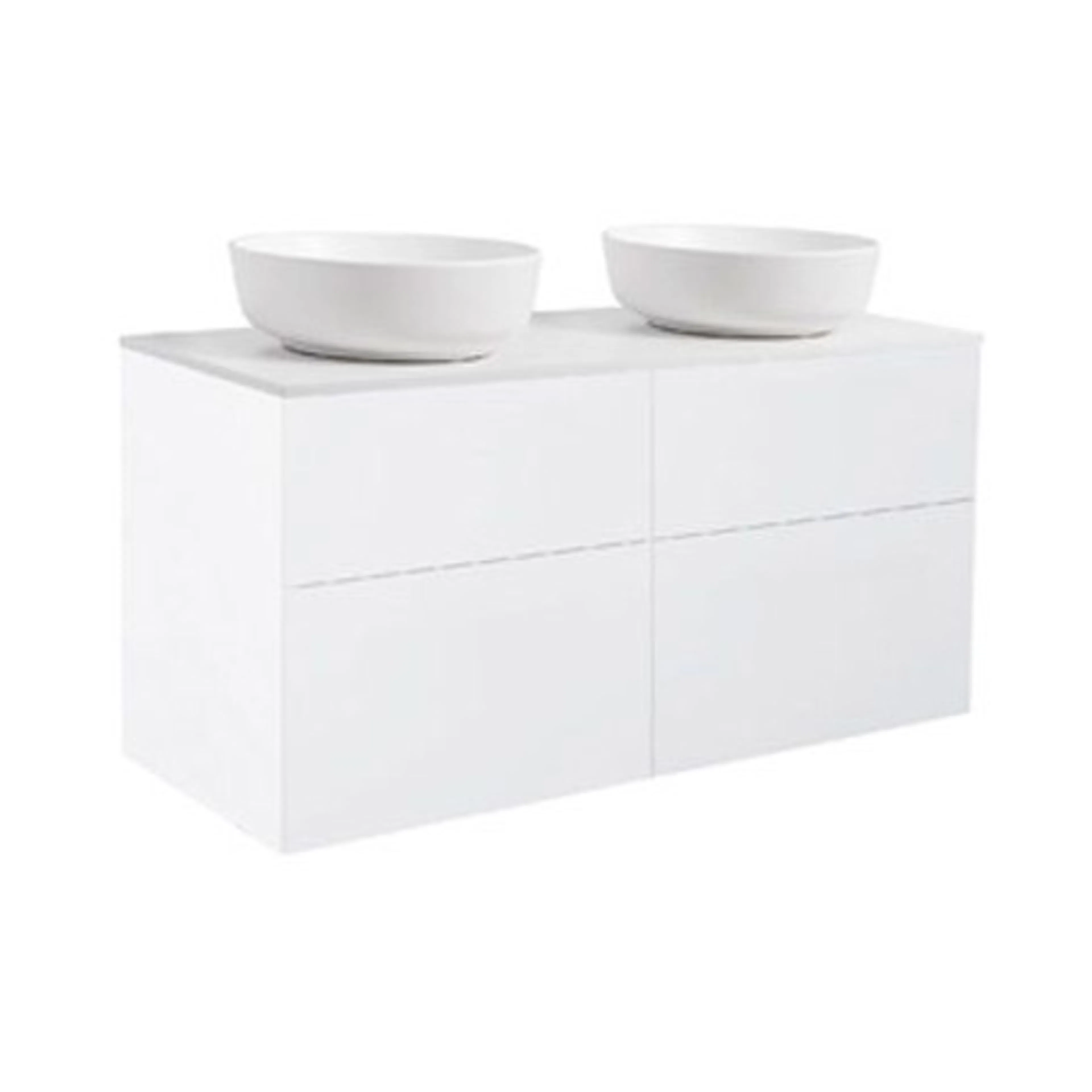 Tvättställsskåp Alterna Isella 120 Dubbelt med Bänkskiva Kvartskomposit och Runt Tvättställ