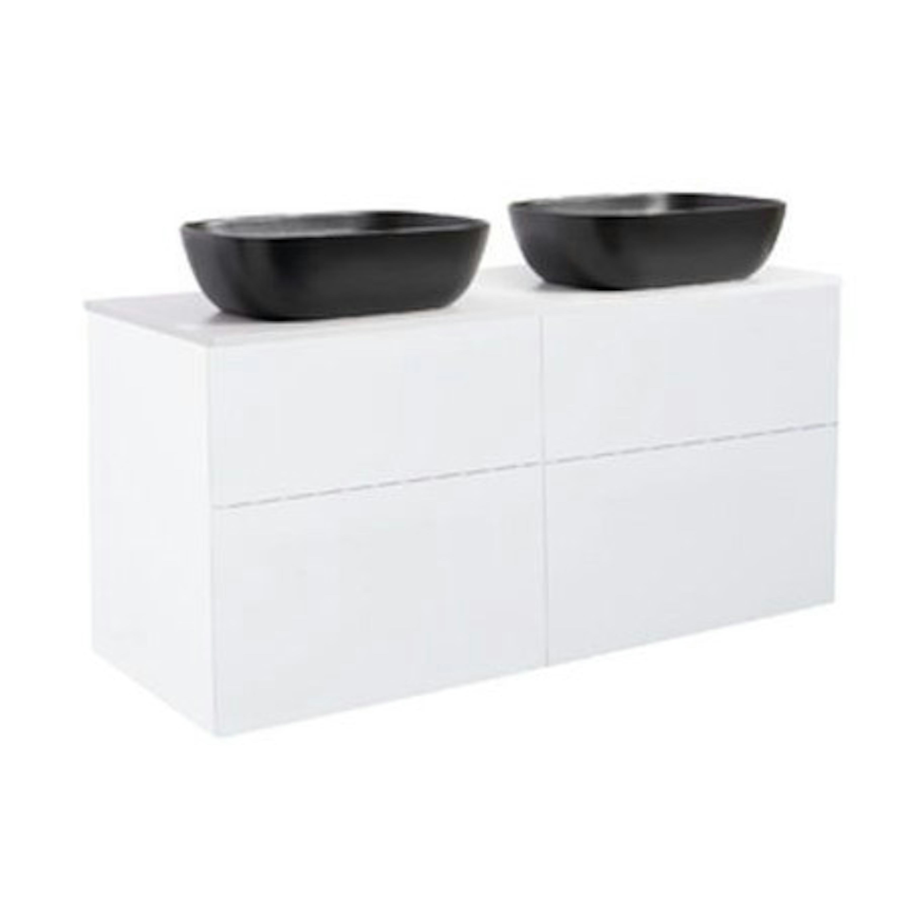 Tvättställsskåp Alterna Isella 120 Dubbelt med Bänkskiva Kvartskomposit och Rektangulärt Tvättställ