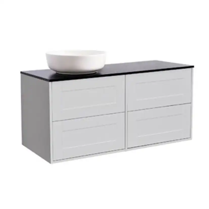 Tvättställsskåp Alterna Gabriella 120 med Bänkskiva Kvartskomposit och Runt Tvättställ