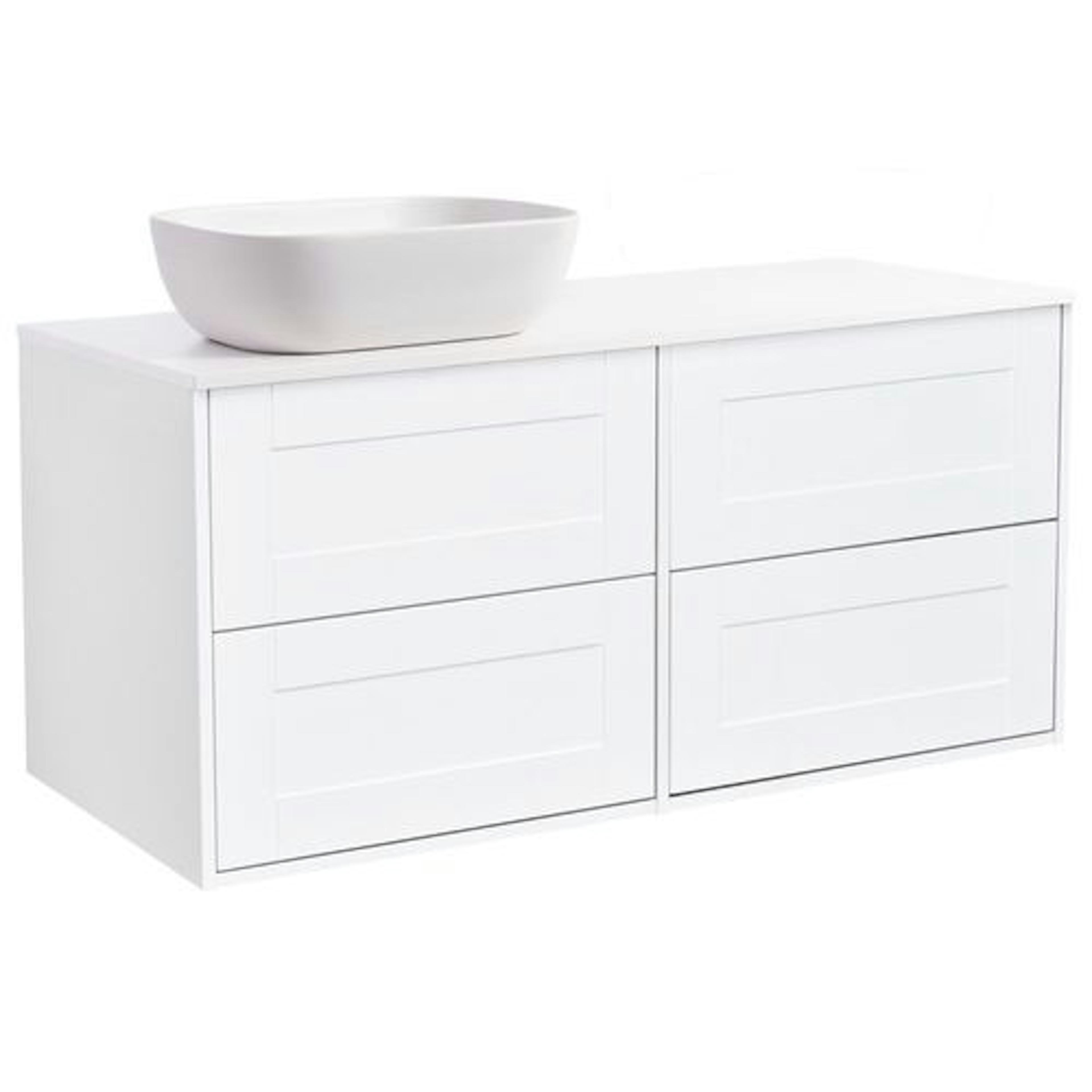 Tvättställsskåp Alterna Gabriella 120 med Bänkskiva Kvartskomposit och Rektangulärt Tvättställ