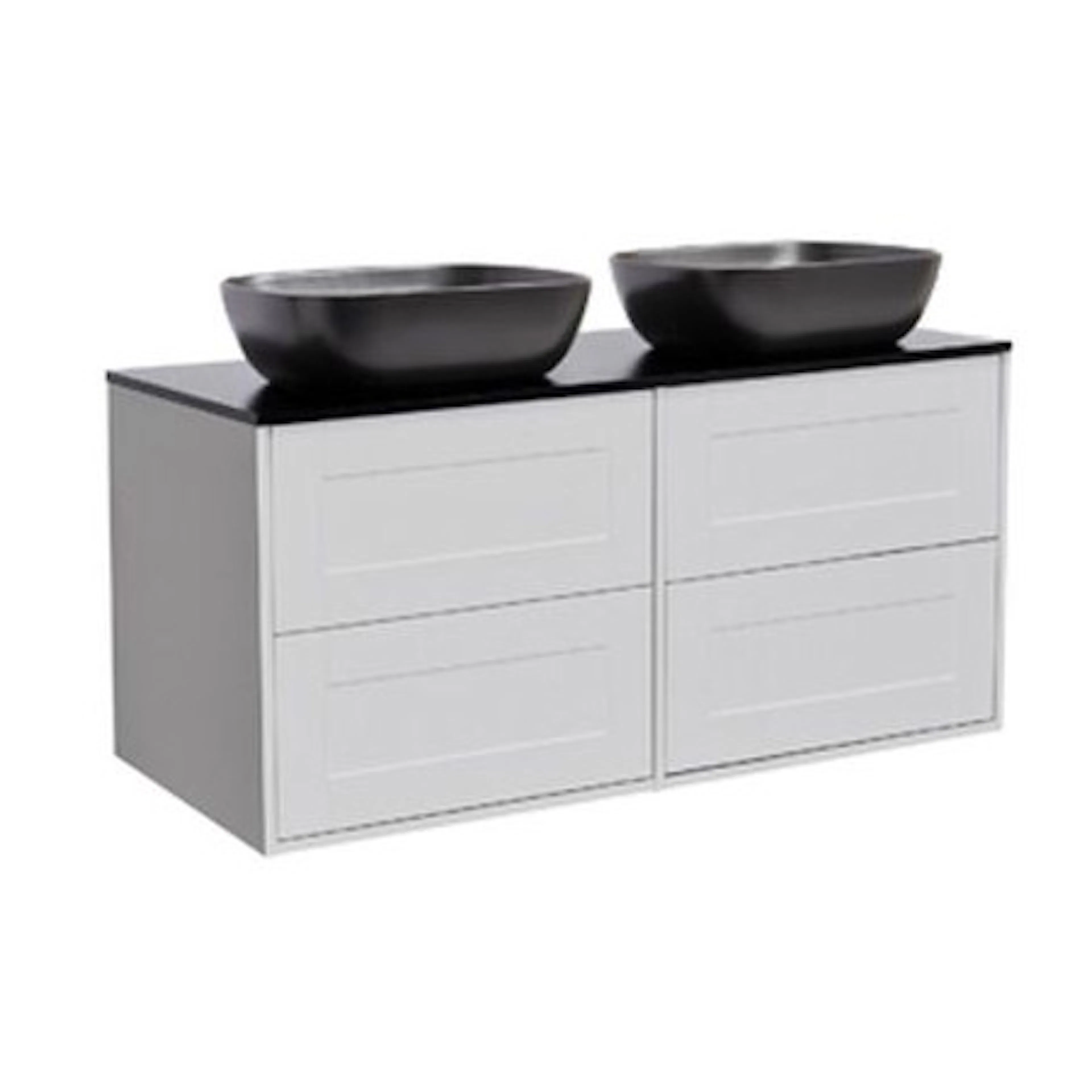 Tvättställsskåp Alterna Gabriella 120 Dubbelt med Bänkskiva Kvartskomposit och Rektangulärt Tvättställ