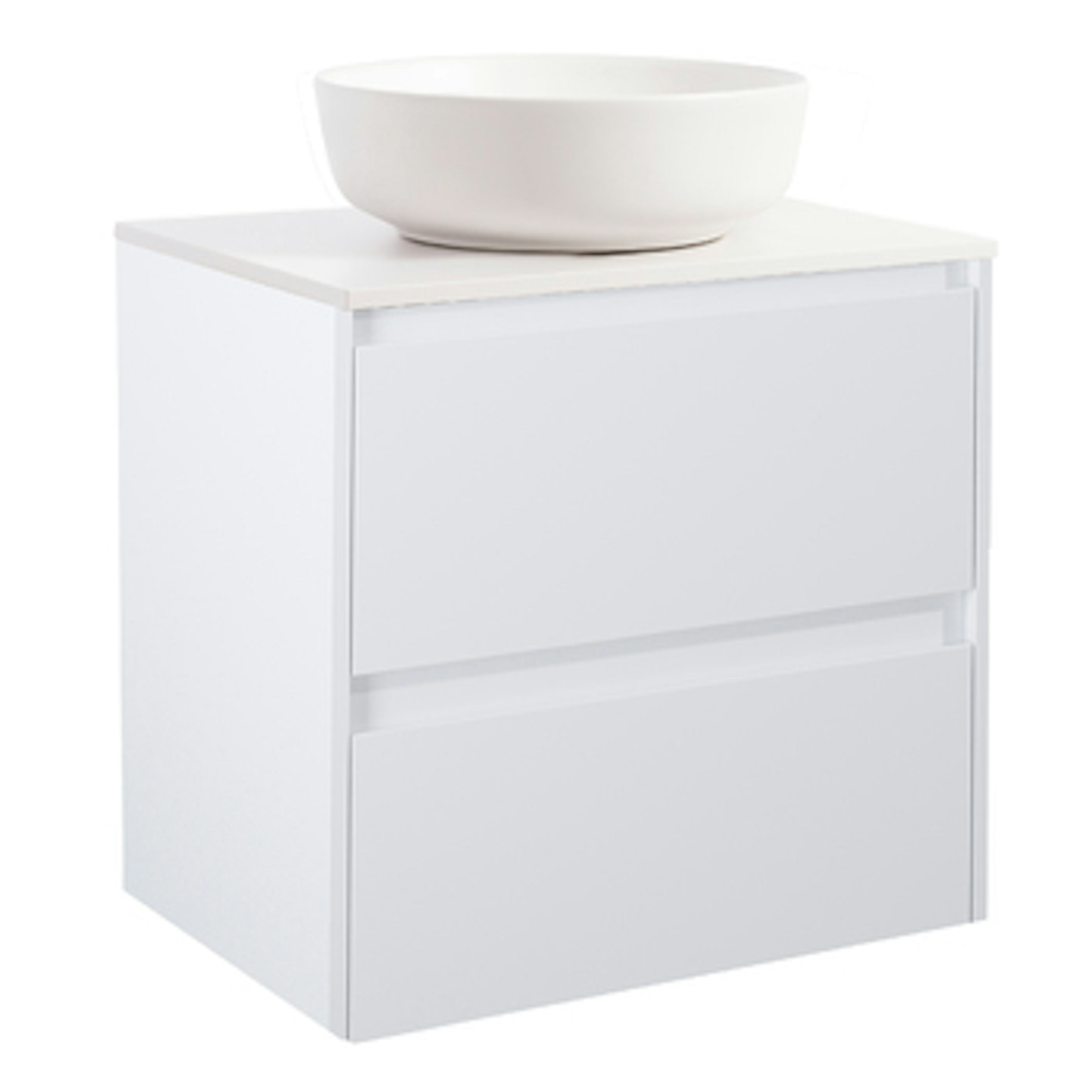 Tvättställsskåp Alterna Luxor med Bänkskiva Kvartskomposit och Runt Tvättställ