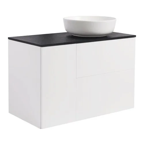 Tvättställsskåp Alterna Isella Tvättkorg med Bänkskiva Kvartskomposit och Runt Tvättställ