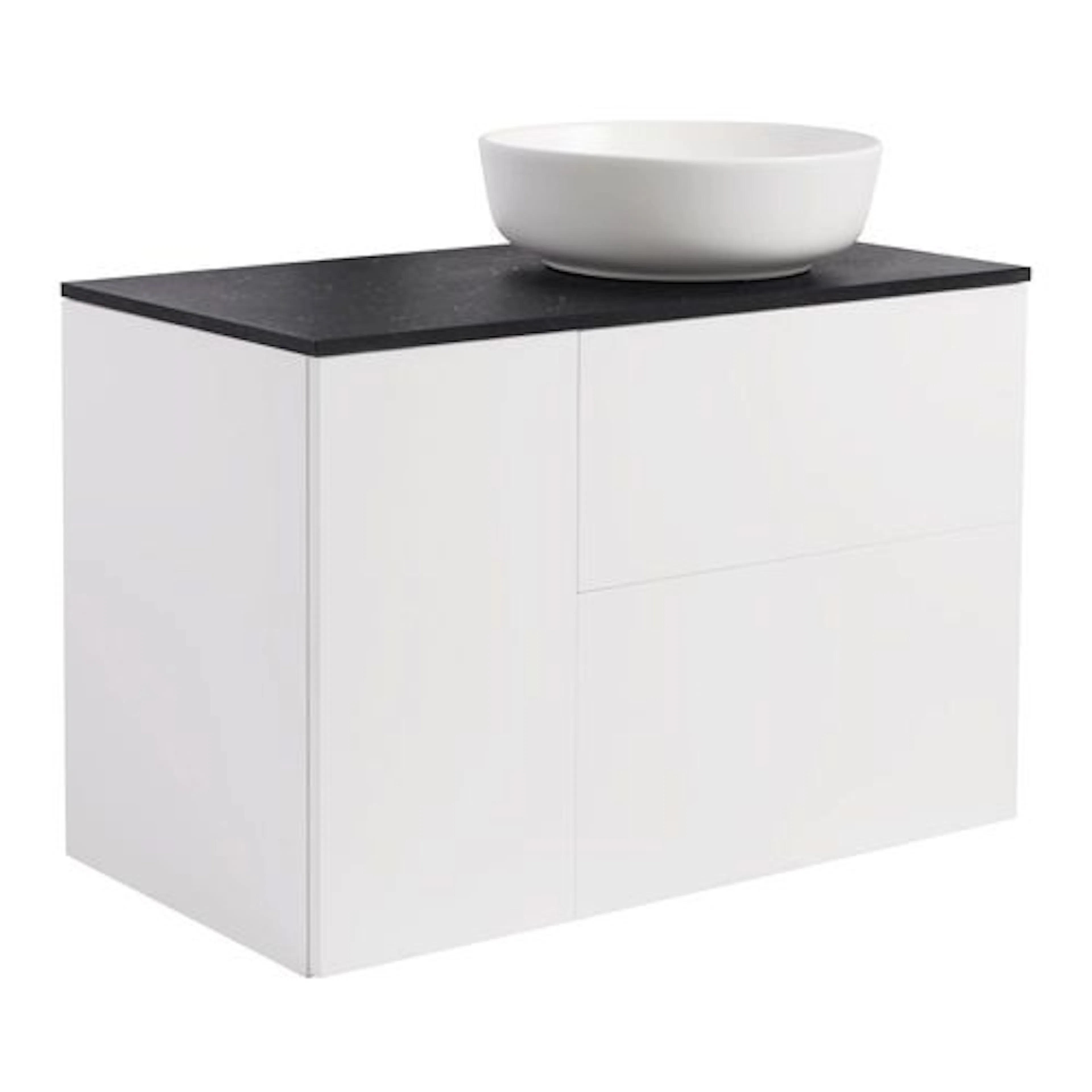 Tvättställsskåp Alterna Isella Tvättkorg med Bänkskiva Kvartskomposit och Runt Tvättställ