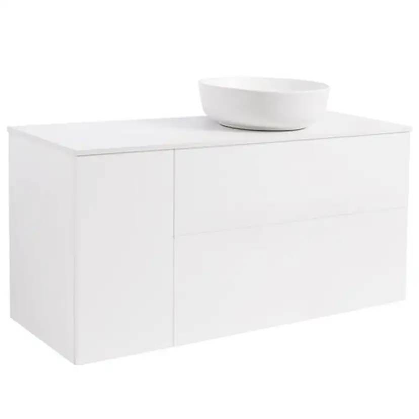 Tvättställsskåp Alterna Isella Tvättkorg med Bänkskiva Kvartskomposit och Runt Tvättställ