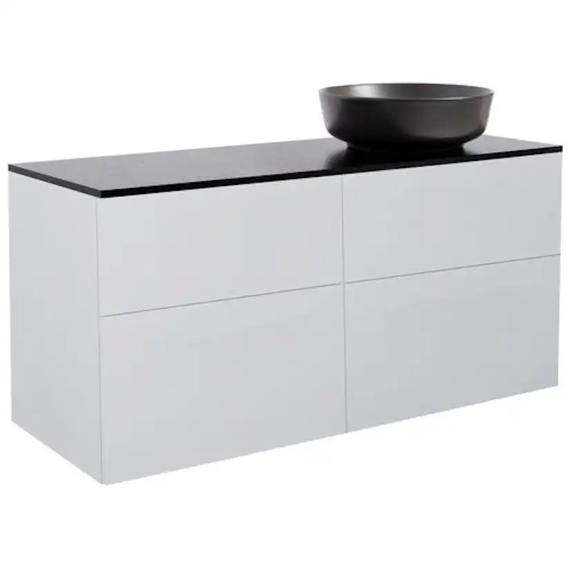 Tvättställsskåp Alterna Isella 120 med Bänkskiva Kvartskomposit och Runt Tvättställ