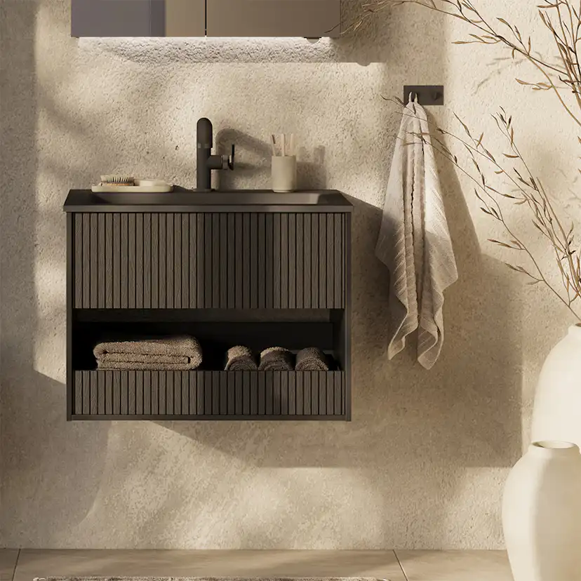 Tvättställsskåp Svedbergs Epos 60x45 med 1 Låda och Öppen Förvaring