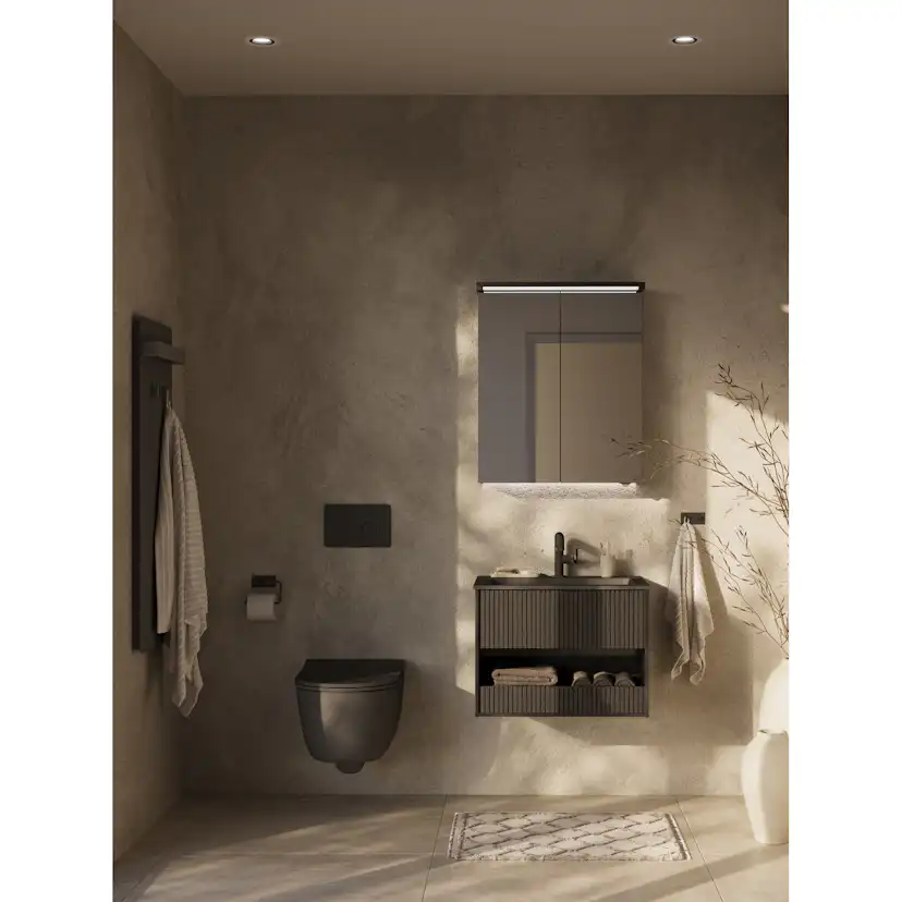 Tvättställsskåp Svedbergs Epos 60x45 med 1 Låda och Öppen Förvaring