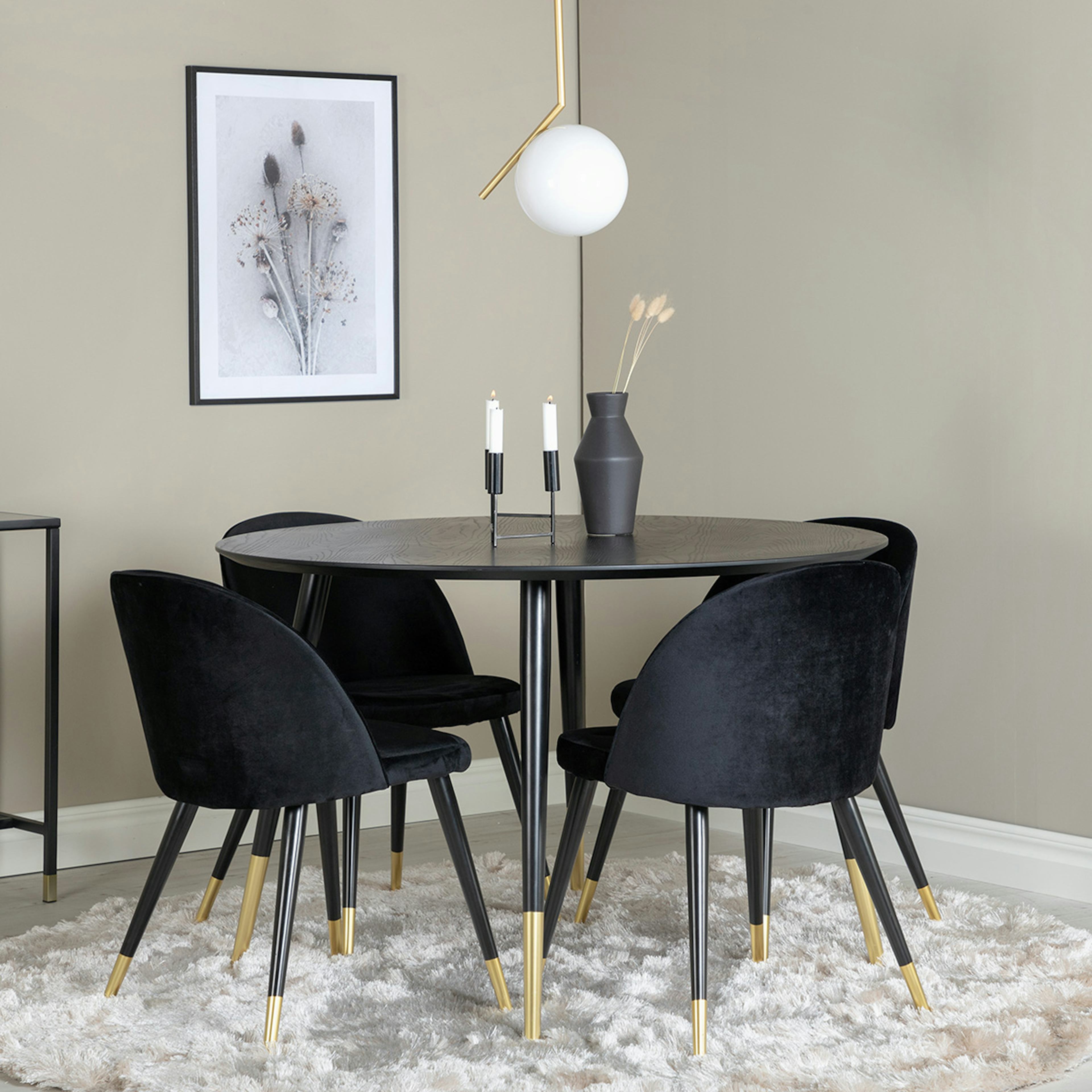 Matgrupp Venture Home Dipp med 4 Velvet stolar Runt