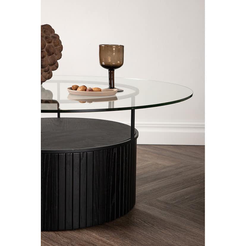 Soffbord Venture Home Bovall Runt Vardagsrumsbord i Svart Ask & Glas