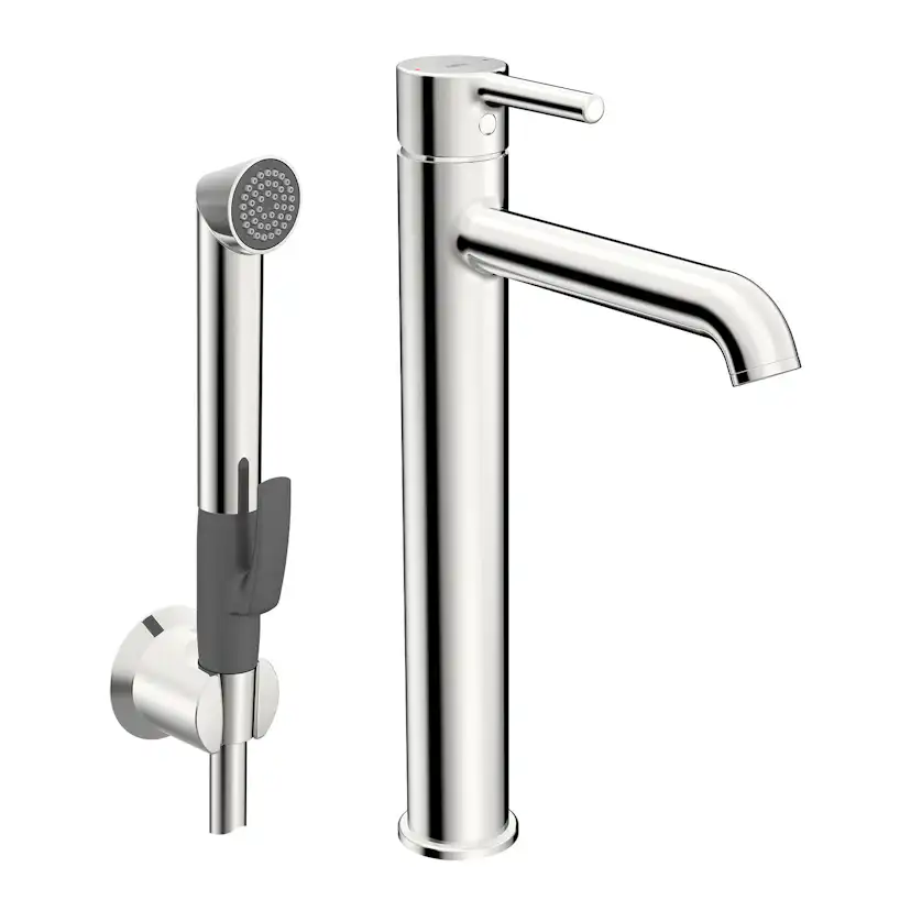 Tvättställsblandare Oras Optima Style 2602FH Hög med Självstängande Handdusch