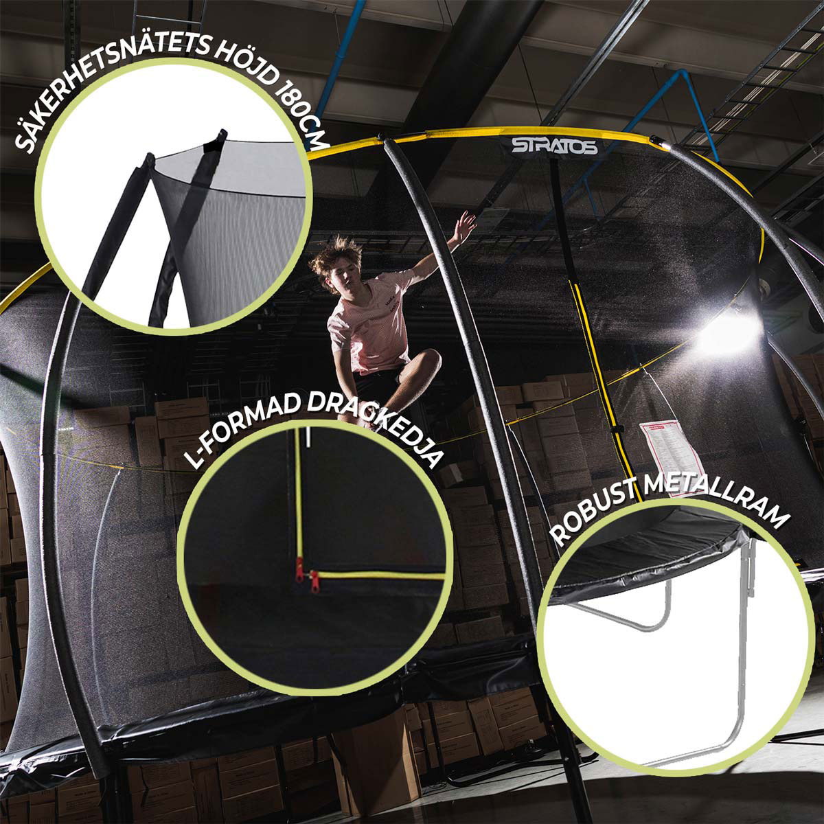 Studsmatta Stratos med Skyddsnät