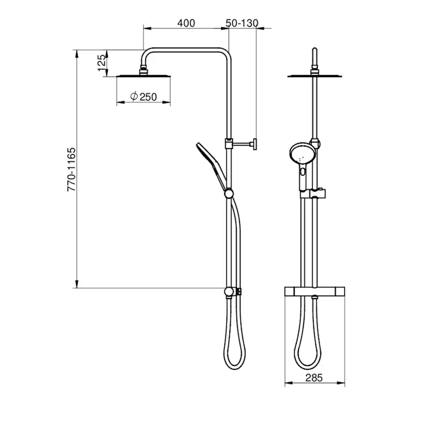 Takduschset Gustavsberg Estetic 150 cc Anslutning Nedåt