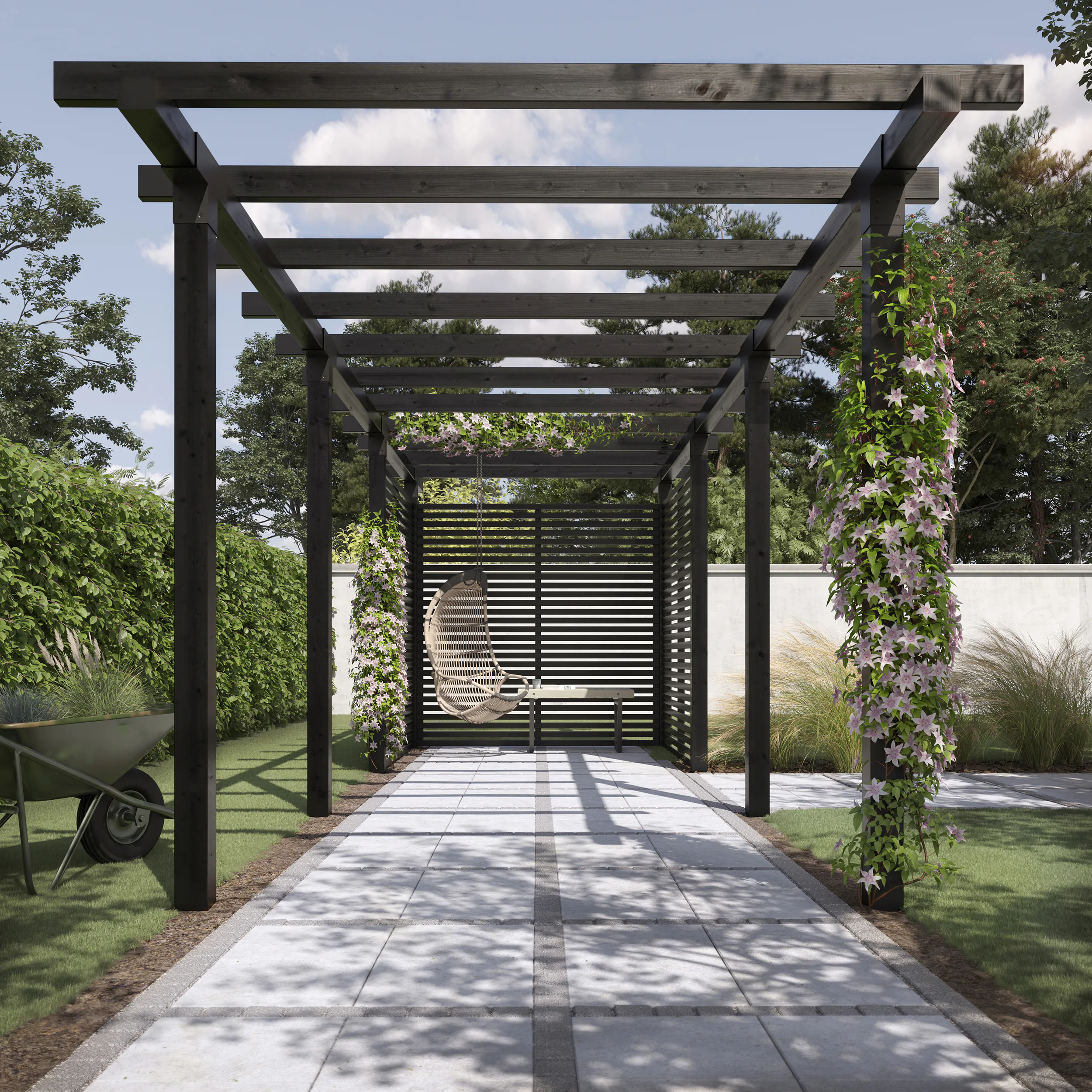 Pergola PLUS Cubic Dubbel 3 Moduler inkl. Tokyo Staket