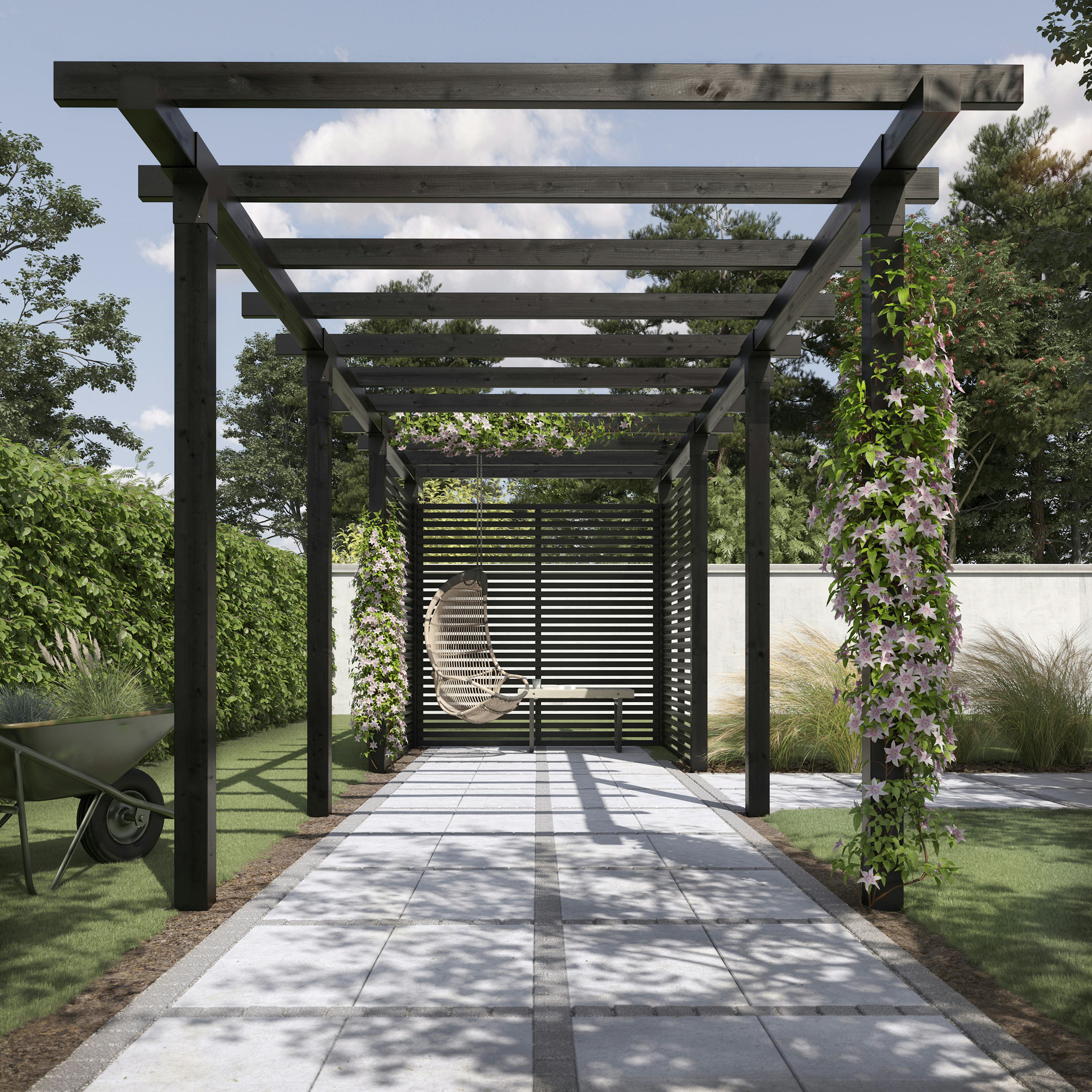 Pergola PLUS Cubic Dubbel 3 Moduler inkl. Tokyo Staket