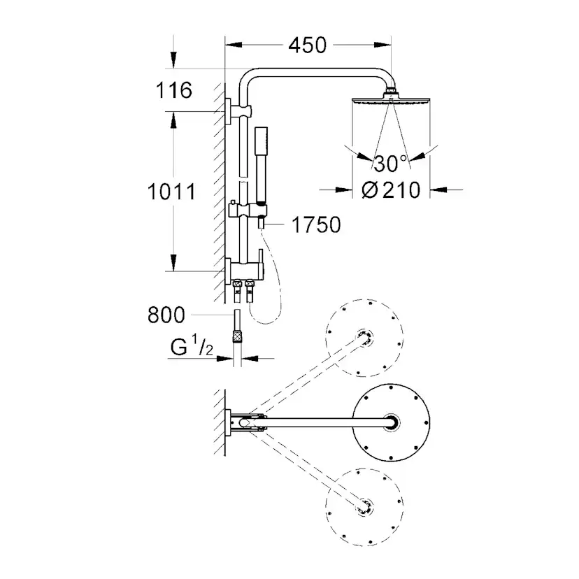 Takduschset Grohe Rainshower 210