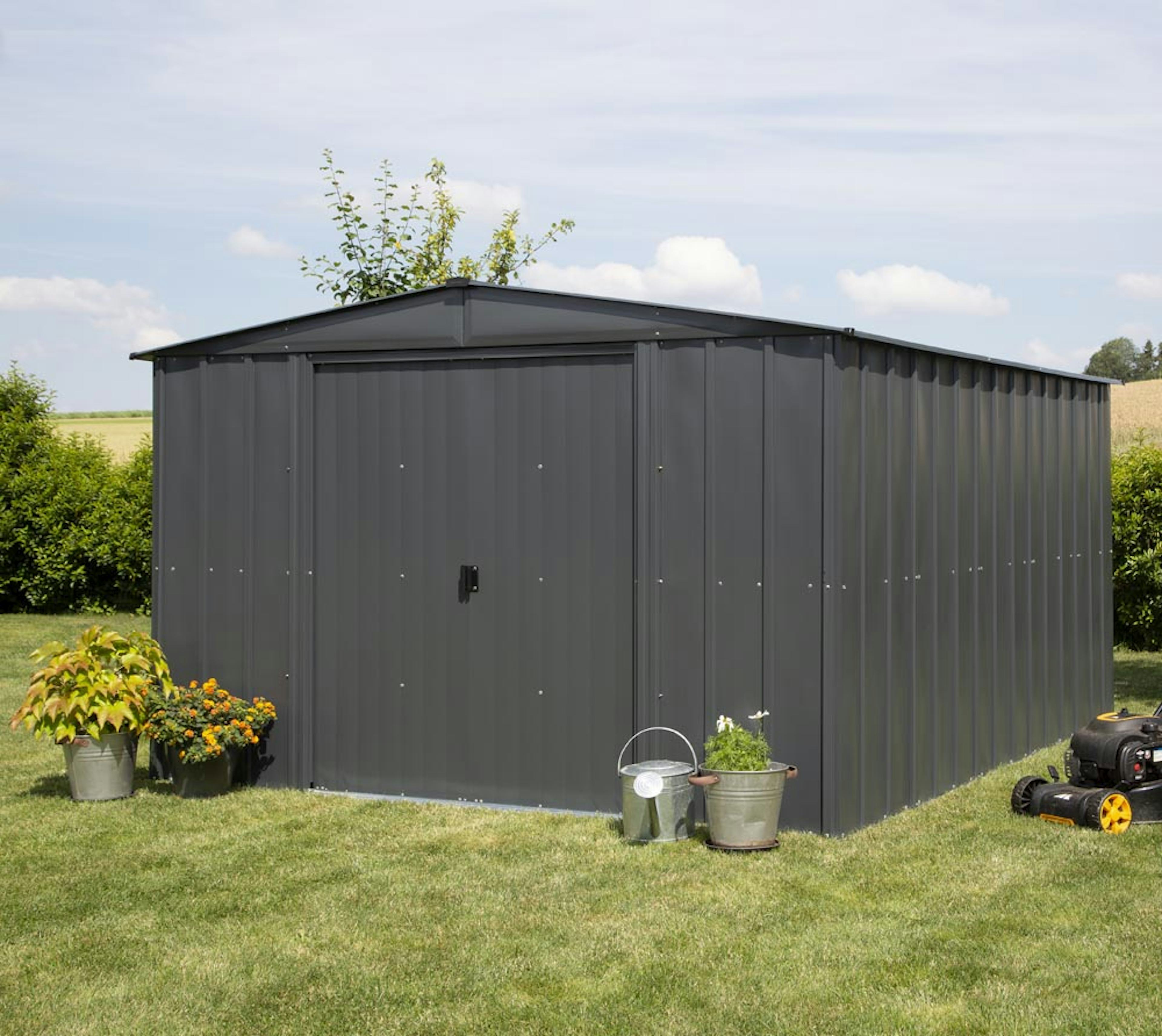 Förråd gop Trenix Antracit 10,7 m² Redskapsbod Byggsats i Stål