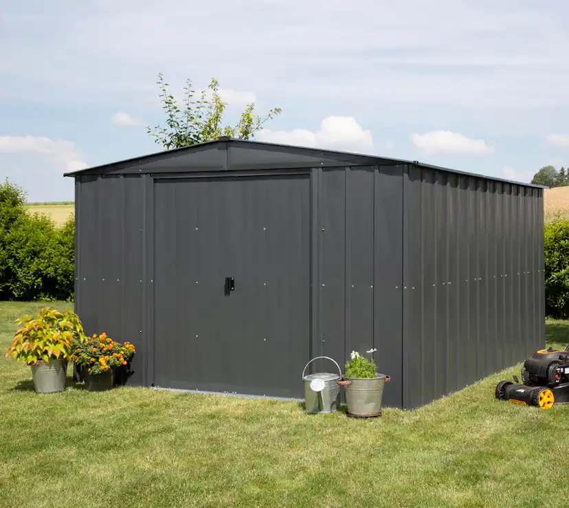 Förråd gop Trenix Antracit 10,7 m² Redskapsbod Byggsats i Stål